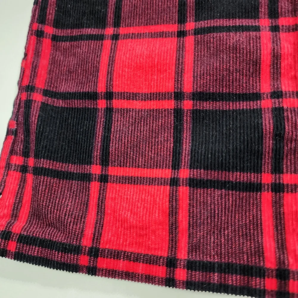 Girls Red & Black Buffalo Plaid Corduroy Overall Dress Dressalls Size 6x/7 - Picture 3 of 7